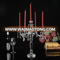 inexpensive crystal 5 arm glass candelabra for wedding table