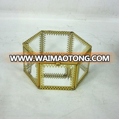 2018 Glass Trinket Box rectangle GOLD custom jewelry box/ring jewelry box