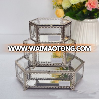 Set 3 The new 2017 modern creative glass jewelry box crown lace decorations receive a desktop furnishing articles