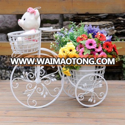 2 pots wrought iron bicycle flower shelf