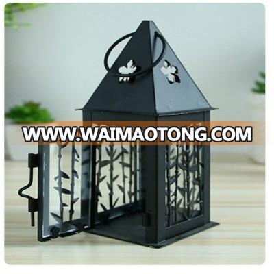 wrought iron hurricane lamp, candlestick Creative contracted double-color wedding candles hoder lantern