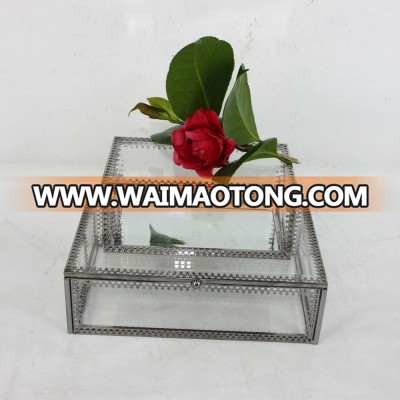 High quality new design decoration glass jewelry box/jewel case/jewelry ring box